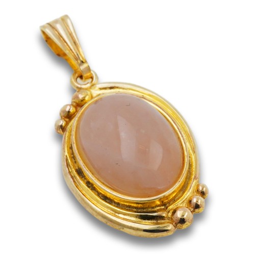 Anhänger rosenquarz 333 gold - rosenquarz,